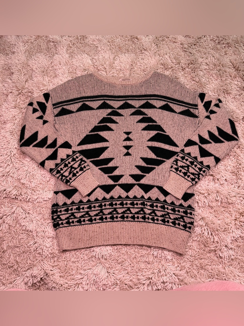 Forever 21 Southwestern Geometric Knit Sweater Pink Black Womenās Small